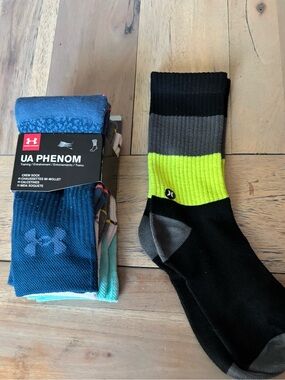 Under Armour Mixed Crew Socks Pack with Black and Neon Yellow Accent